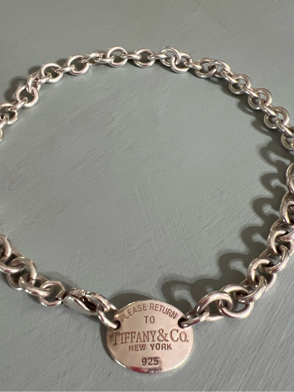 Tiffany & Co. Sterling Silver Round Tag Link Necklace